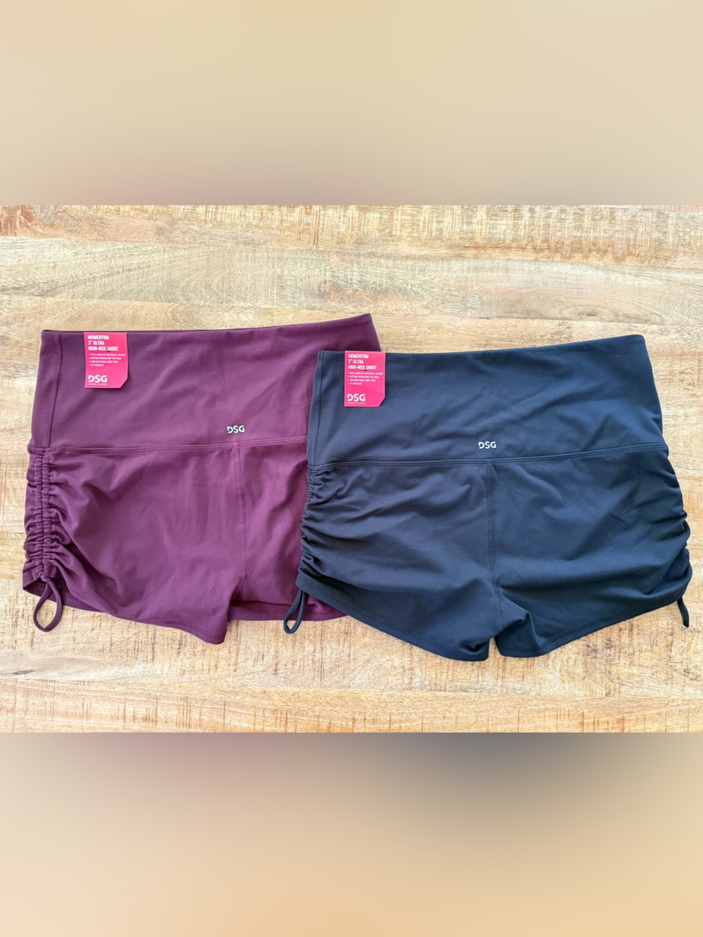 NWT DSG Momentum 3” Ultra High Rise Ruched Shorts Large 2 Pair Bundle